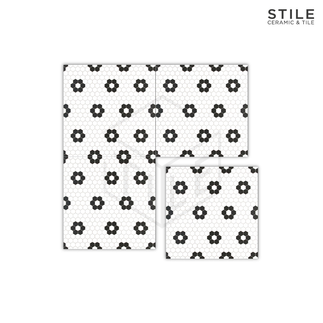 FIORE WHITE BLACK TILE