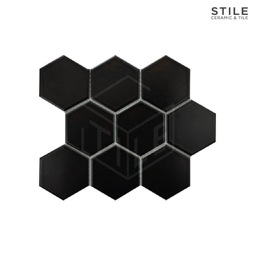 LARGE BLACK MATTE HEXAGON TILE