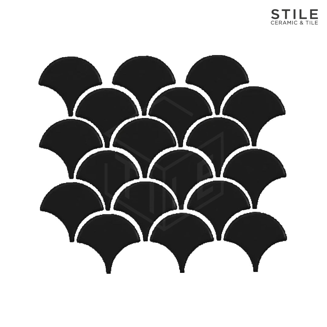 BLACK MATTE FISH SCALE TILE