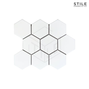 LARGE WHITE MATTE HEXAGON TILE